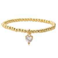 Terningformet Zirkon Micro Pave Messing armbånd, med Plastic Pearl, 18K forgyldt, forskellige stilarter for valg & Micro Pave cubic zirconia & for kvinde, flere farver til valg, 240mm, Solgt af PC