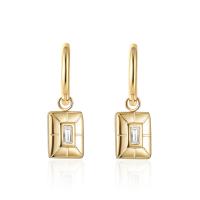 Titanium Steel  Earring 14K gold plated micro pave cubic zirconia & for woman Sold By Pair