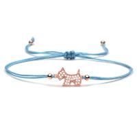 Trendy Wax cord armbanden, Messing, met Textiel binnenwerk Cord, gold plated, Verstelbare & micro pave zirconia & voor vrouw, meer kleuren voor de keuze, Verkocht door PC