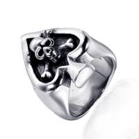 Anillo de dedo de Titantium Acero, Partículas de acero, Calavera, pulido, diverso tamaño para la opción & para hombre & ennegrezca, color original, Vendido por UD