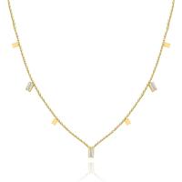 Collier d'acier titane, Plaqué d'or 14K, pavé de micro zircon & pour femme, plus de couleurs à choisir, 390mm, Vendu par PC