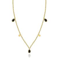 Collier d'acier titane, Plaqué d'or 14K, pavé de micro zircon & pour femme, plus de couleurs à choisir, 395mm, Vendu par PC