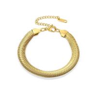 Pulsera de acero de titanio, Partículas de acero, chapado en oro de 14 K, Joyería & para mujer, dorado, 220mm, Vendido por UD