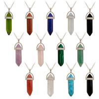 Gemstone Pendants Jewelry with brass bail pendulum platinum color plated Approx 2-4mm Sold By PC