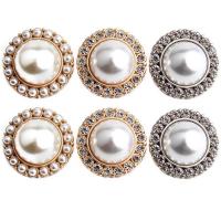 Plastic Pearl Shank Button, met Zinc Alloy, Ronde, plated, DIY & verschillende grootte voor keus & met strass, meer kleuren voor de keuze, Verkocht door PC