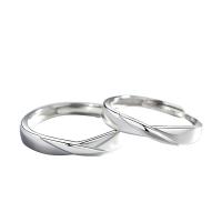 Anillos para Parejas, Plata de ley 925, pulido, ajustable & diferentes estilos para la opción, plateado, Vendido por UD