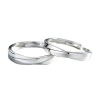 Anillos para Parejas, Plata de ley 925, pulido, ajustable & diferentes estilos para la opción, plateado, Vendido por UD