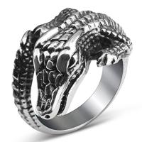 Bague en acier inoxydable, acier inoxydable 316L, crocodile, normes différentes pour le choix & pour homme & noircir, couleur originale, 21mm, Taille:7-14, Vendu par PC