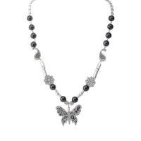 Collier d'acier titane, avec perle de plastique, poli, le style de punk & unisexe & noircir, Longueur Environ 23.62 pouce, Vendu par PC