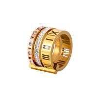 Titanium Steel Finger Ring Vacuum Ion Plating Unisex & with rhinestone Sold By PC