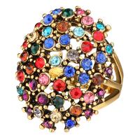 Strass vinger Ring, Zinc Alloy, plated, mode sieraden & verschillende grootte voor keus & voor vrouw & met strass, meer kleuren voor de keuze, nikkel, lood en cadmium vrij, 27.80mm, Verkocht door PC