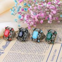 Resin ringen, Zinc Alloy, met Hars, plated, mode sieraden & verschillende grootte voor keus & voor vrouw & met strass, meer kleuren voor de keuze, nikkel, lood en cadmium vrij, 25mm, Verkocht door PC