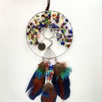 Fashion Dreamcatcher, Eisen, mit Naturstein & Feder, handgemacht, für Zuhause und Büro, keine, frei von Nickel, Blei & Kadmium, 100mm, Länge ca. 20-25 cm, verkauft von PC