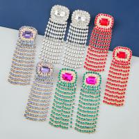 Moda Fringe Naušnice, Cink Alloy, pozlaćen, modni nakit & za žene & sa staklenom Rhinestone & s Rhinestone, više boja za izbor, 82x28mm, Prodano By par