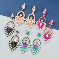 Rhinestone Earring Zinc Alloy Heart plated fashion jewelry & for woman & with rhinestone Sold By Pair