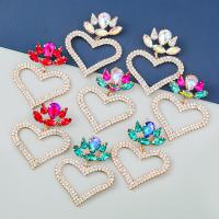 Rhinestone Earring Zinc Alloy Heart plated fashion jewelry & for woman & with rhinestone Sold By Pair