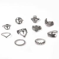 Sinc Alloy Ring Set, snasta, 10 bpíosa & jewelry faisin & do bhean, dath bunaidh, Díolta De réir Socraigh