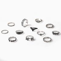 Zink Alloy Ring Set, polerad, 12 stycken & mode smycken & för kvinna & svärta, svart, Säljs av Ställ