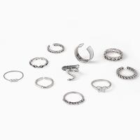 Zinklegering Ring Set, Zinc Alloy, silver plated, 10 stuks & mode sieraden & voor vrouw & glazuur & met strass, zilver, Verkocht door Stel