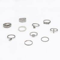 Zinklegering Ring Set, Zinc Alloy, met ABS kunststof parel, plated, 10 stuks & mode sieraden & voor vrouw & met strass, meer kleuren voor de keuze, Verkocht door Stel