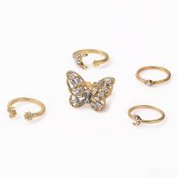 Zinklegering Ring Set, Zinc Alloy, gold plated, 5 stuks & mode sieraden & voor vrouw & met strass, gouden, Verkocht door Stel