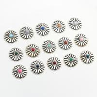 Cink Alloy Button Nalazi, s Smola, Cvijet, srebrne boje pozlaćen, možete DIY, više boja za izbor, nikal, olovo i kadmij besplatno, 28mm, Približno 15računala/Torba, Prodano By Torba