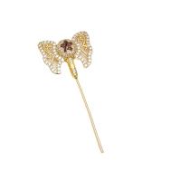 ottone Stick Pin, placcato, DIY & Micro spianare cubic zirconia, nessuno, assenza di nichel,piombo&cadmio, 23x56mm, Venduto da PC