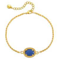 Strass armbanden, Messing, met 2.36inch extender keten, 18K vergulde, mode sieraden & voor vrouw, gouden, nikkel, lood en cadmium vrij, Lengte Ca 6.69 inch, Verkocht door PC