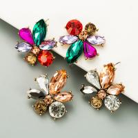 Rhinestone Earring Zinc Alloy with Glass Rhinestone fashion jewelry & for woman nickel lead & cadmium free Sold By Pair