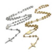 Rosary kaulakoru, 304 Stainless Steel, Ylittää, Voidella, muoti korut & Unisex, 6mm,20*30mm,15*20mm, Pituus N. 13.19 tuuma, Myymät PC