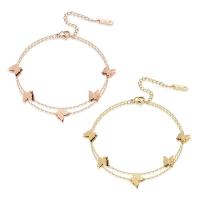 Acier titane bracelet, avec 5cm chaînes de rallonge, papillon, Double couche & bijoux de mode & réglable & pour femme, plus de couleurs à choisir, Diamètre intérieur:Environ 55mm, Longueur 14 cm, Vendu par PC