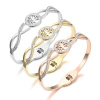 Titanium Staal Manchet Bangle, Tree of Life, mode sieraden & micro pave zirconia & voor vrouw, meer kleuren voor de keuze, Binnendiameter:Ca 60mm, Verkocht door PC