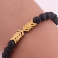 Bracelets de pierres précieuses, lave volcanique, avec hématite non magnétique, pointe de flèche, Placage, bijoux de mode & unisexe & normes différentes pour le choix, plus de couleurs à choisir, Longueur 19 cm, Vendu par PC