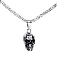 Titanium Steel Pendants Skull Vacuum Ion Plating for man original color Sold By PC