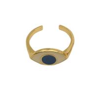 Evil Eye Schmuck Fingerring, Messing, goldfarben plattiert, Einstellbar & für Frau & Emaille, Goldfarbe, verkauft von PC