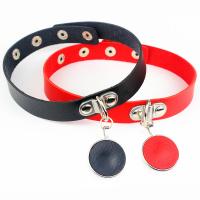 Mode Collier Choker, cuir PU, avec alliage de zinc, Rond, le style de punk & pour femme, plus de couleurs à choisir, 18mm, Longueur Environ 15.7 pouce, Vendu par PC