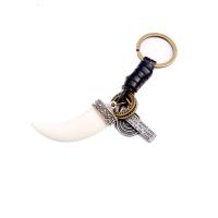 Sleutelhanger, Koeienhuid, met Hars & Zinc Alloy, Wolf Tooth, plated, Vintage & uniseks, 115mm, 60mm, Verkocht door PC