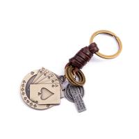 Sleutelhanger, Koeienhuid, met Zinc Alloy, Poker, plated, uniseks & met brief patroon, 25x90mm, 30x35mm, Verkocht door PC