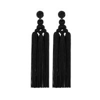 Fashion Fringe Boucles d'oreilles, Seedbead, avec Fibre de polyester, glandpompon, style folk & pour femme, plus de couleurs à choisir, 15x140mm, Vendu par paire