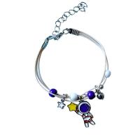 Zinc Alloy Bracelet with Porcelain & Wax Cord Astronaut plated Unisex & enamel Length Approx 14-20 cm Sold By PC