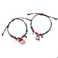 alliage de zinc bracelet, avec porcelaine & corde de cire, Placage, Conception de Noël & unisexe & styles différents pour le choix & émail, multicolore, Longueur Environ 14-20 cm, Vendu par PC