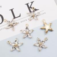 Zinc Alloy Rhinestone Pendants Flower gold color plated DIY & with rhinestone nickel lead & cadmium free Sold By Bag