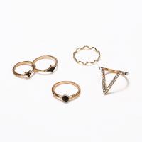 Zinklegering Ring Set, Zinc Alloy, gold plated, 5 stuks & mode sieraden & voor vrouw & glazuur & met strass, gouden, Verkocht door Stel