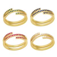 Kubieke Circonia Micro Pave Brass Ring, Messing, hoge kwaliteit gold plated, micro pave zirconia & voor vrouw, meer kleuren voor de keuze, nikkel, lood en cadmium vrij, 8mm, Verkocht door PC