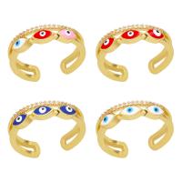 Mal de ojo del anillo de dedo de la joyería, metal, ojo de malvado, color del oro de la alta calidad chapado, micro arcilla de zirconia cúbica & para mujer & esmalte, más colores para la opción, libre de níquel, plomo & cadmio, 7mm, Vendido por UD