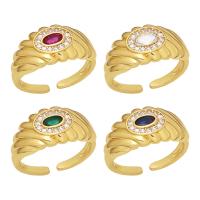 Bijoux Finger Evil Eye Anneau, laiton, couleur de haute qualité d'or plaqué, pavé de micro zircon & pour femme, plus de couleurs à choisir, protéger l'environnement, sans nickel, plomb et cadmium, 11mm, Vendu par PC