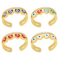 Mal de ojo del anillo de dedo de la joyería, metal, ojo de malvado, color del oro de la alta calidad chapado, micro arcilla de zirconia cúbica & para mujer & esmalte, más colores para la opción, libre de níquel, plomo & cadmio, 7mm, Vendido por UD