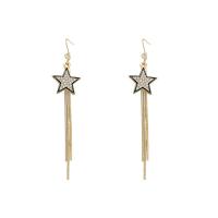 Fashion Fringe Oorbellen, Zinc Alloy, Ster, hoge kwaliteit gold plated, mode sieraden & voor vrouw & glazuur & met strass, gouden, nikkel, lood en cadmium vrij, 16x78mm, Verkocht door pair