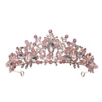 lega in zinco set di gioielli fashion, Diademi & orecchino, with quarzo rosa, placcato, per la sposa & con strass, nessuno, 130x50mm, Venduto da set