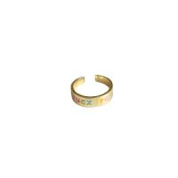 Brass Finger Ring gold color plated Adjustable & for woman & enamel gold Sold By PC